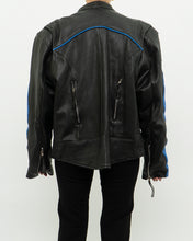 Load image into Gallery viewer, Vintage x Blue &amp; Black Leather Biker Jacket (M-XL)