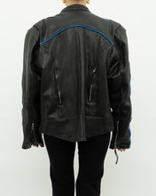 Load image into Gallery viewer, Vintage x Blue &amp; Black Leather Biker Jacket (M-XL)