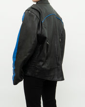 Load image into Gallery viewer, Vintage x Blue &amp; Black Leather Biker Jacket (M-XL)