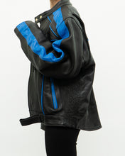 Load image into Gallery viewer, Vintage x Blue &amp; Black Leather Biker Jacket (M-XL)