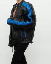 Load image into Gallery viewer, Vintage x Blue &amp; Black Leather Biker Jacket (M-XL)