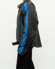 Load image into Gallery viewer, Vintage x Blue &amp; Black Leather Biker Jacket (M-XL)