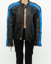 Load image into Gallery viewer, Vintage x Blue &amp; Black Leather Biker Jacket (M-XL)