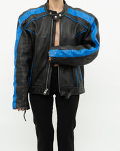 Load image into Gallery viewer, Vintage x Blue &amp; Black Leather Biker Jacket (M-XL)