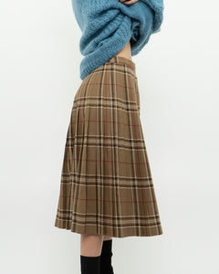 Vintage x Made in Canada x HIGHLAND QUEEN Tan Plaid Pleated Skirt (XS-M)