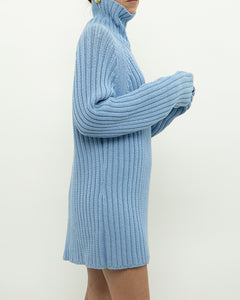 Vintage x Made in Hong Kong x Blue Ribbed Cotton Sweater/Dress (S-XL)