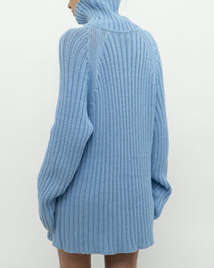 Vintage x Made in Hong Kong x Blue Ribbed Cotton Sweater/Dress (S-XL)