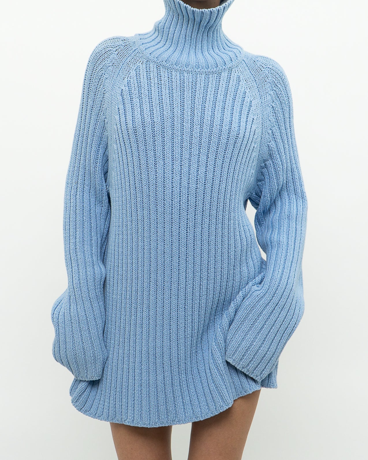 Vintage x Made in Hong Kong x Blue Ribbed Cotton Sweater/Dress (S-XL)