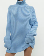 Load image into Gallery viewer, Vintage x Made in Hong Kong x Blue Ribbed Cotton Sweater/Dress (S-XL)