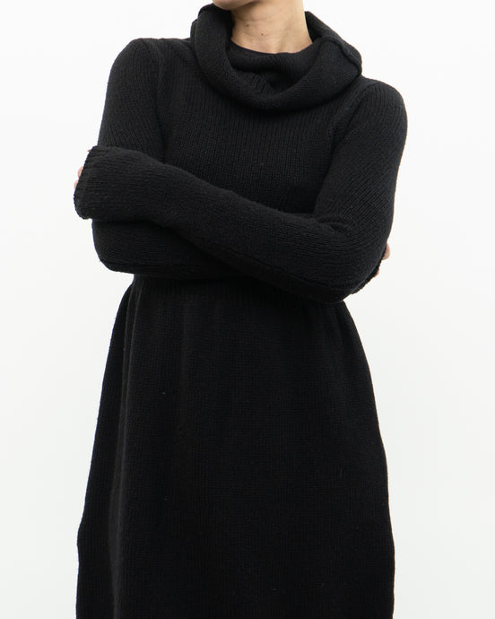 VINCE x Black Knit Longsleeve Turtleneck Dress (XS, S)