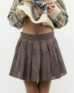 Vintage x FCUK Taupe Pleated Skirt (S, M)