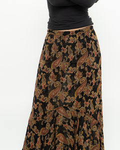 Reversible Floral And Paisley Sheer Skirt