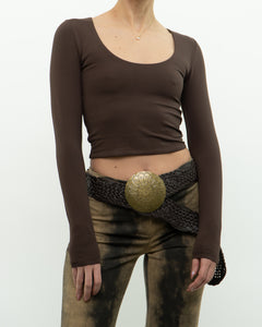 BABATON x Brown Stretchy Crop Longsleeve (XS, S)