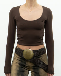 BABATON x Brown Stretchy Crop Longsleeve (XS, S)