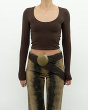 Load image into Gallery viewer, BABATON x Brown Stretchy Crop Longsleeve (XS, S)