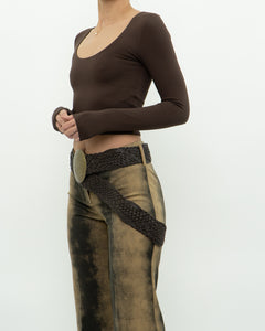 BABATON x Brown Stretchy Crop Longsleeve (XS, S)