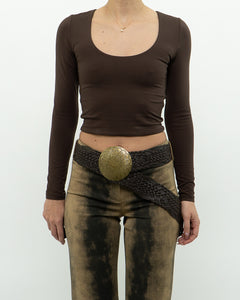 BABATON x Brown Stretchy Crop Longsleeve (XS, S)