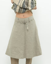 Load image into Gallery viewer, Vintage x Beige Linen Belted Skirt (S, M)