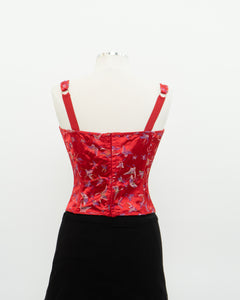 Vintage x Red Satin Butterfly Corset (S, M)