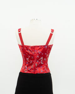 Vintage x Red Satin Butterfly Corset (S, M)