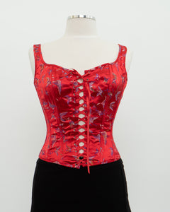 Vintage x Red Satin Butterfly Corset (S, M)