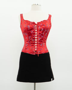 Vintage x Red Satin Butterfly Corset (S, M)