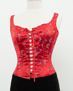 Vintage x Red Satin Butterfly Corset (S, M)