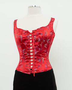 Vintage x Red Satin Butterfly Corset (S, M)