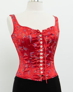 Vintage x Red Satin Butterfly Corset (S, M)