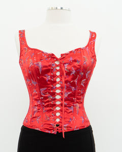 Vintage x Red Satin Butterfly Corset (S, M)