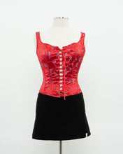 Load image into Gallery viewer, Vintage x Red Satin Butterfly Corset (S, M)