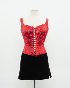 Vintage x Red Satin Butterfly Corset (S, M)