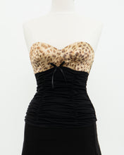 Load image into Gallery viewer, Vintage x Black Mesh Leopard Satin Corset (S, M, B-C Cup)