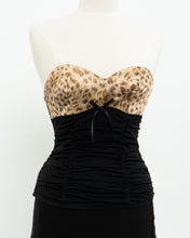 Load image into Gallery viewer, Vintage x Black Mesh Leopard Satin Corset (S, M, B-C Cup)