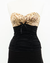 Load image into Gallery viewer, Vintage x Black Mesh Leopard Satin Corset (S, M, B-C Cup)