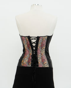 Vintage x Pink, Orange & Black Snakeskin Corset (M)