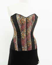 Load image into Gallery viewer, Vintage x Pink, Orange &amp; Black Snakeskin Corset (M)