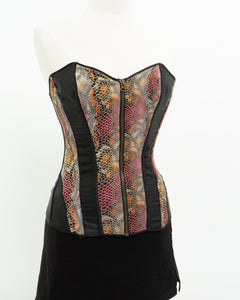 Vintage x Pink, Orange & Black Snakeskin Corset (M)