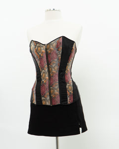 Vintage x Pink, Orange & Black Snakeskin Corset (M)