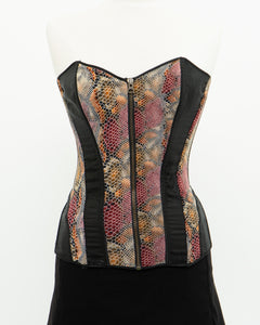 Vintage x Pink, Orange & Black Snakeskin Corset (M)