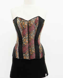 Vintage x Pink, Orange & Black Snakeskin Corset (M)