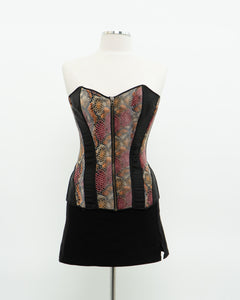 Vintage x Pink, Orange & Black Snakeskin Corset (M)