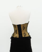 Load image into Gallery viewer, Vintage x Black, Yellow Strapless Lace Corset (M, C Cup)