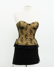 Load image into Gallery viewer, Vintage x Black, Yellow Strapless Lace Corset (M, C Cup)