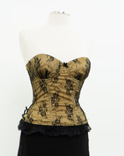 Load image into Gallery viewer, Vintage x Black, Yellow Strapless Lace Corset (M, C Cup)