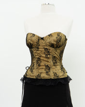 Load image into Gallery viewer, Vintage x Black, Yellow Strapless Lace Corset (M, C Cup)