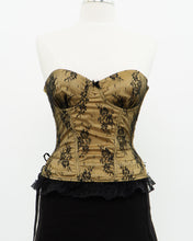 Load image into Gallery viewer, Vintage x Black, Yellow Strapless Lace Corset (M, C Cup)