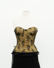 Load image into Gallery viewer, Vintage x Black, Yellow Strapless Lace Corset (M, C Cup)