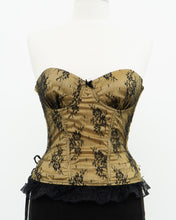 Load image into Gallery viewer, Vintage x Black, Yellow Strapless Lace Corset (M, C Cup)