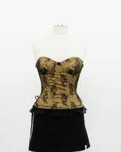 Load image into Gallery viewer, Vintage x Black, Yellow Strapless Lace Corset (M, C Cup)